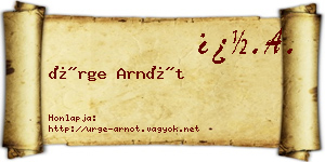 Ürge Arnót névjegykártya